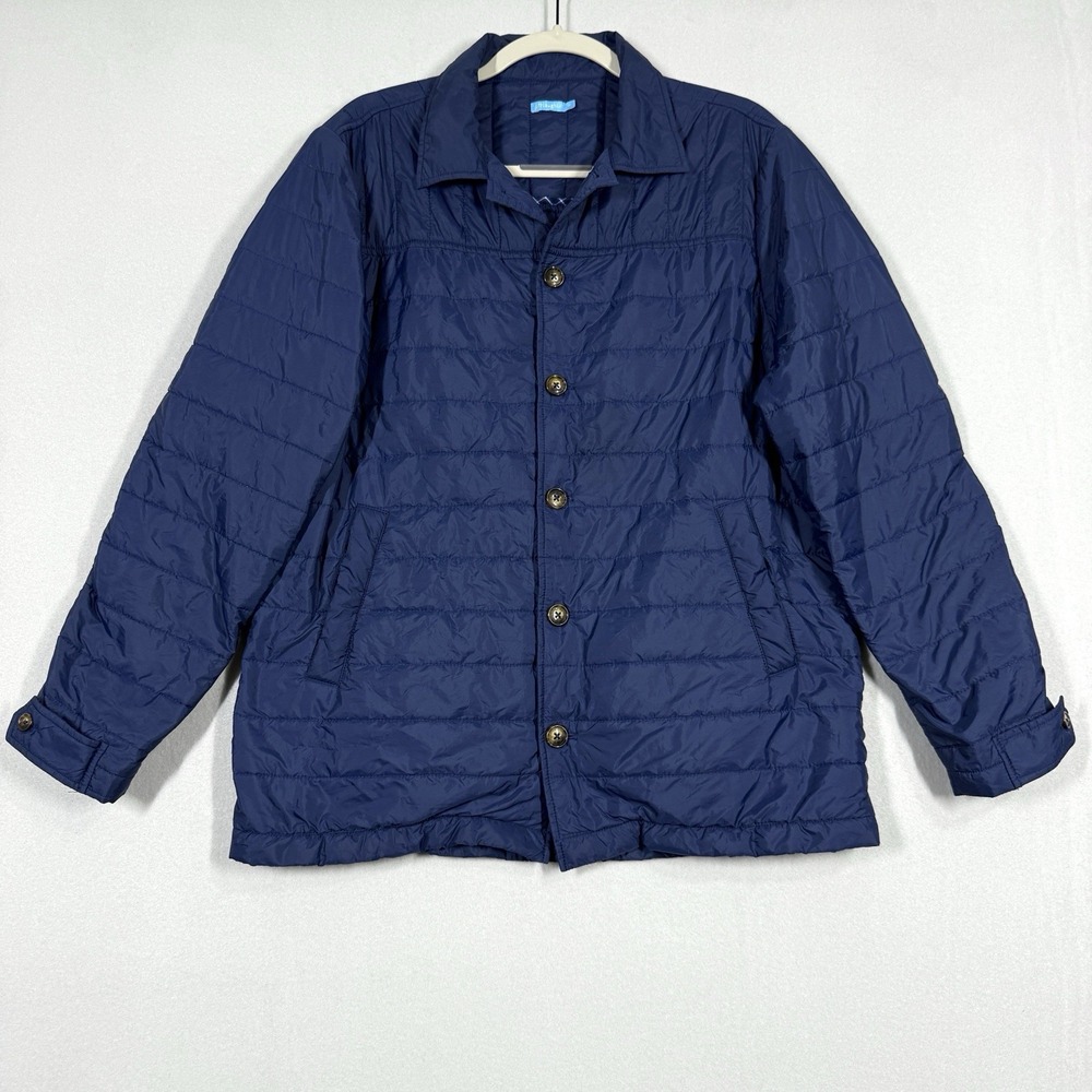 J McLaughlin Jacket Mens Medium Quilted Barn Chore Coat Button Down Packable‎
